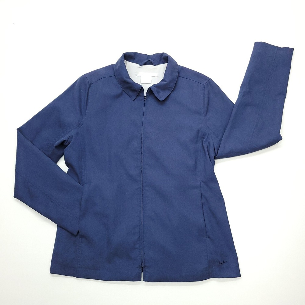 Nike Golf Jacket Women Medium Blue Full Zip Lined Long Sleeve Windbreaker Golf
